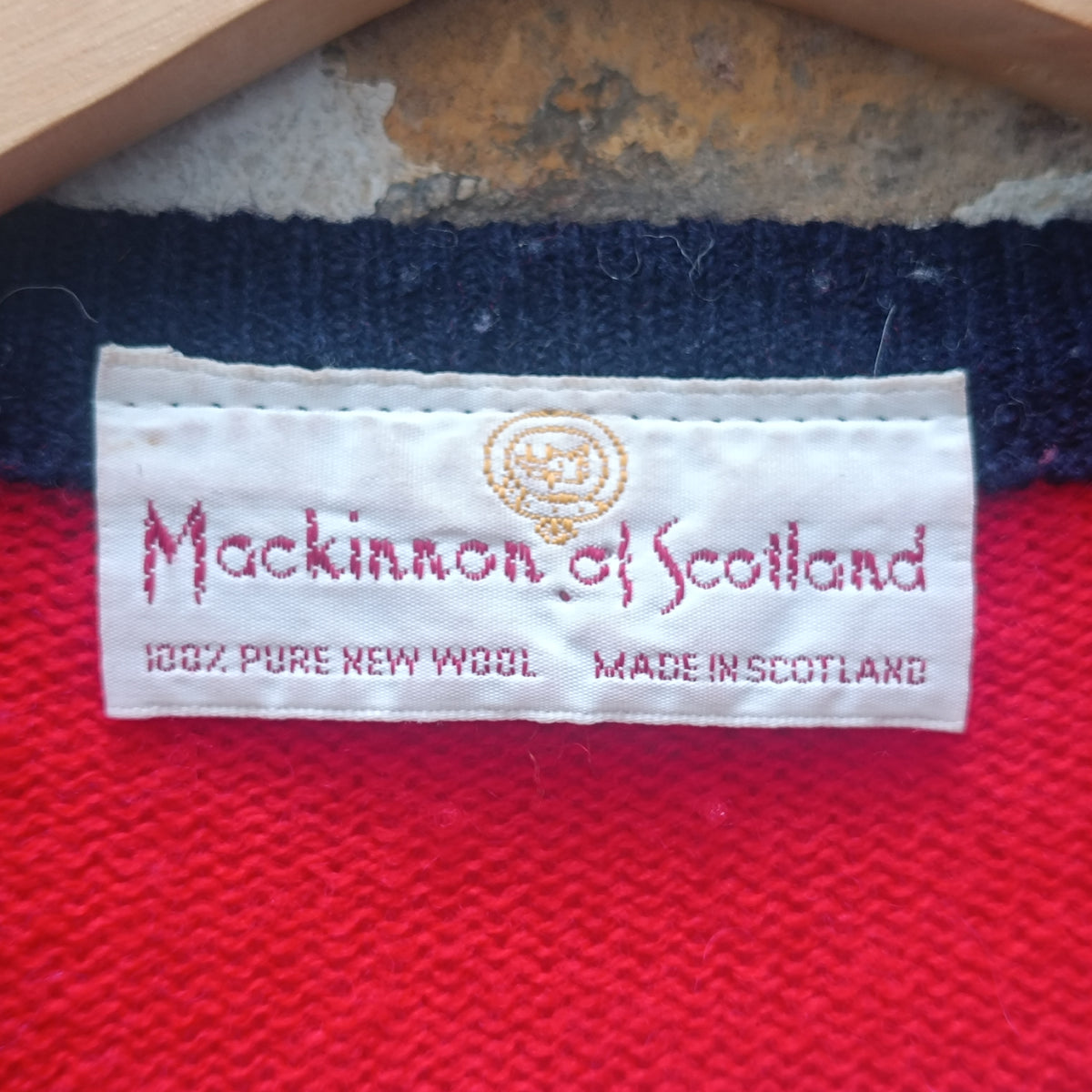 Wool Cardigan Vintage 80s Red Navy | Mackinnon Scotland Knit Sweater | L