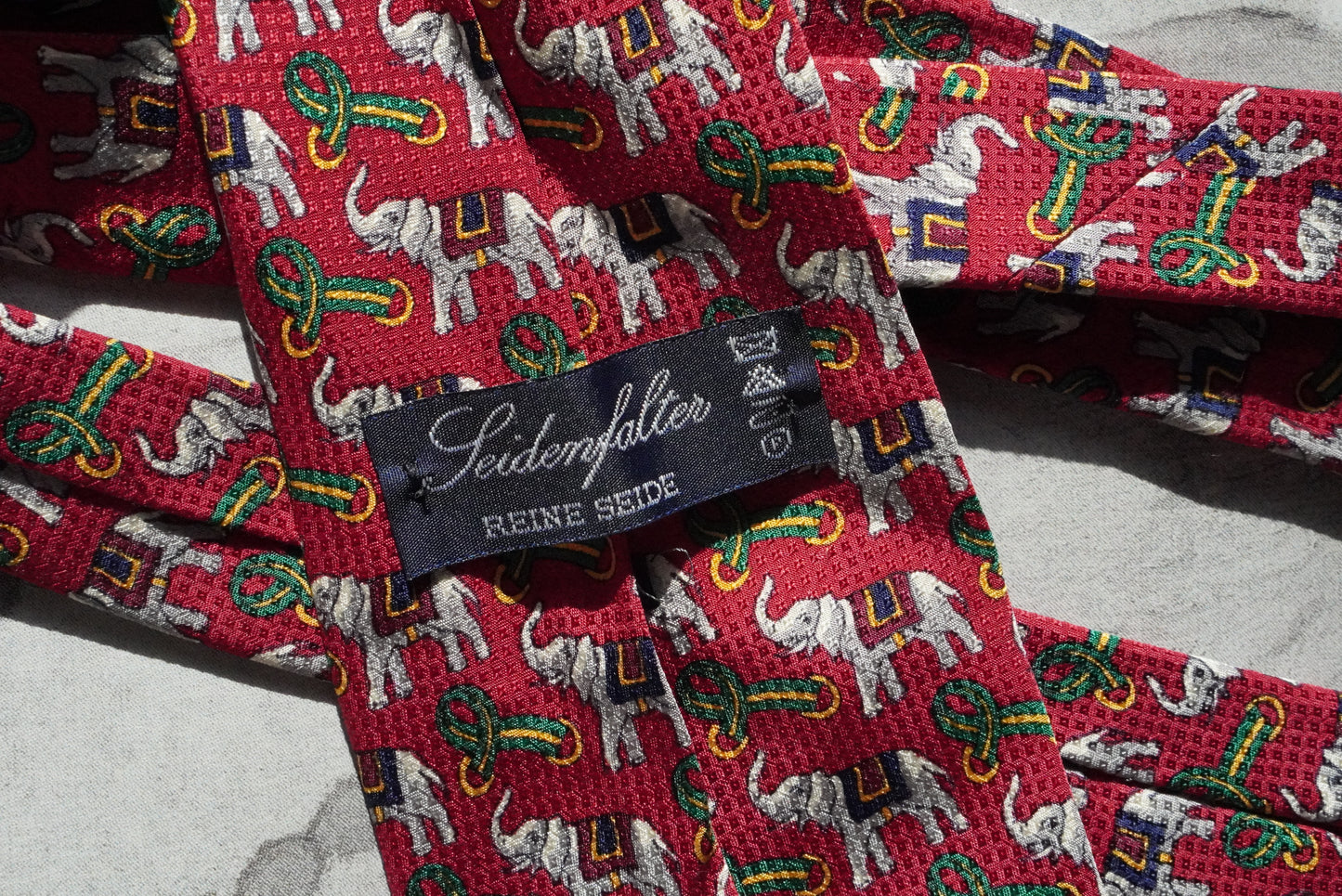 Vintage Seidensticker Elephant Silk Tie Red Novelty Necktie Made Germany