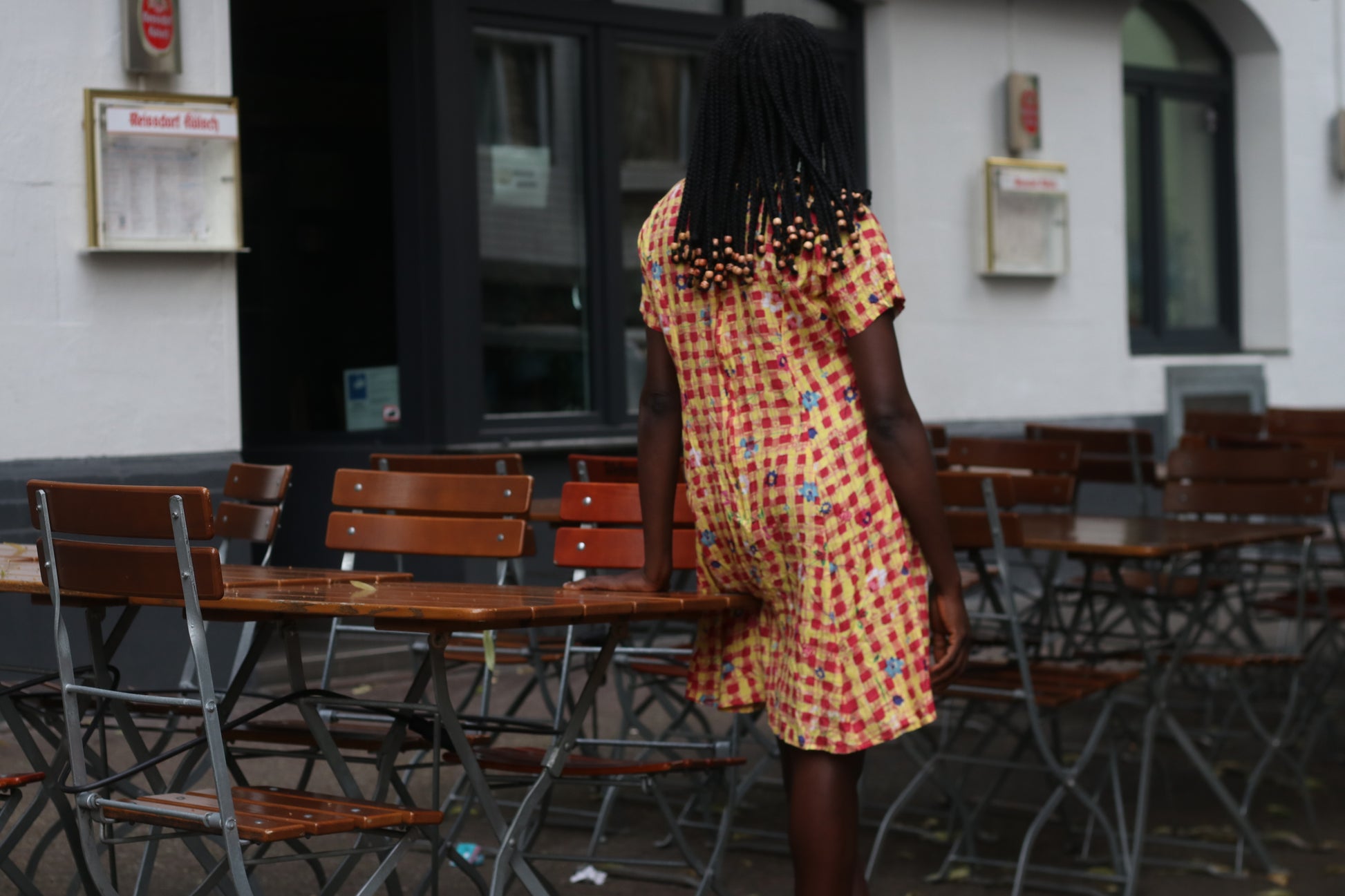 Vintage 1990s Gingham Dress Floral Plaid Mini Dress Yellow Red Smock Grunge Medium