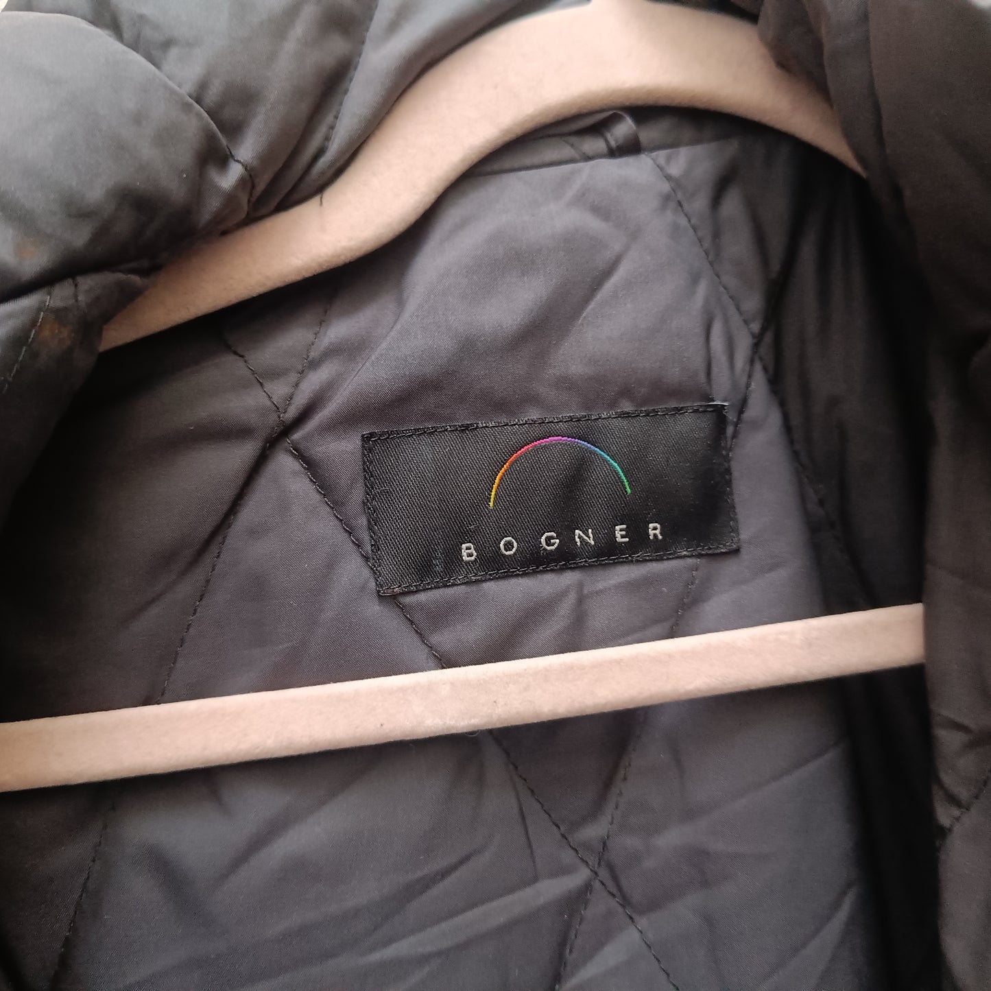 Bogner Black Velvet Quilted Jacket with Gold Zip Accents