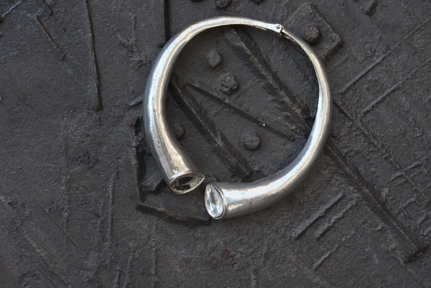 Choker Necklace - 1980s Vintage - Silver Crystal | Onesize