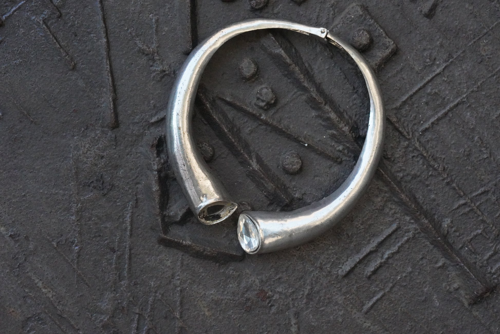 Choker Necklace - 1980s Vintage - Silver Crystal | Onesize
