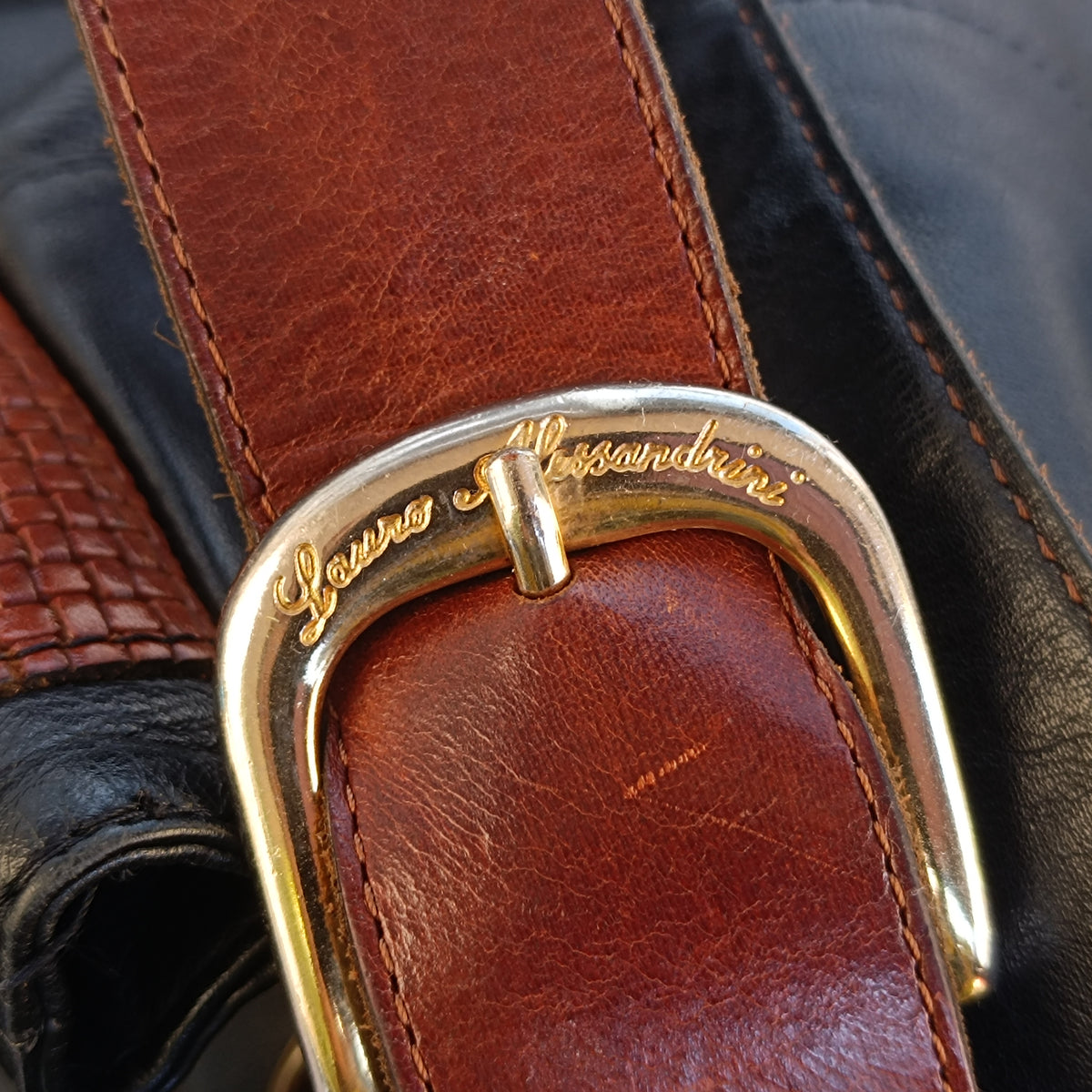 Laura Alessandrini Bag - Vintage 80s Black Leather Bucket Bag