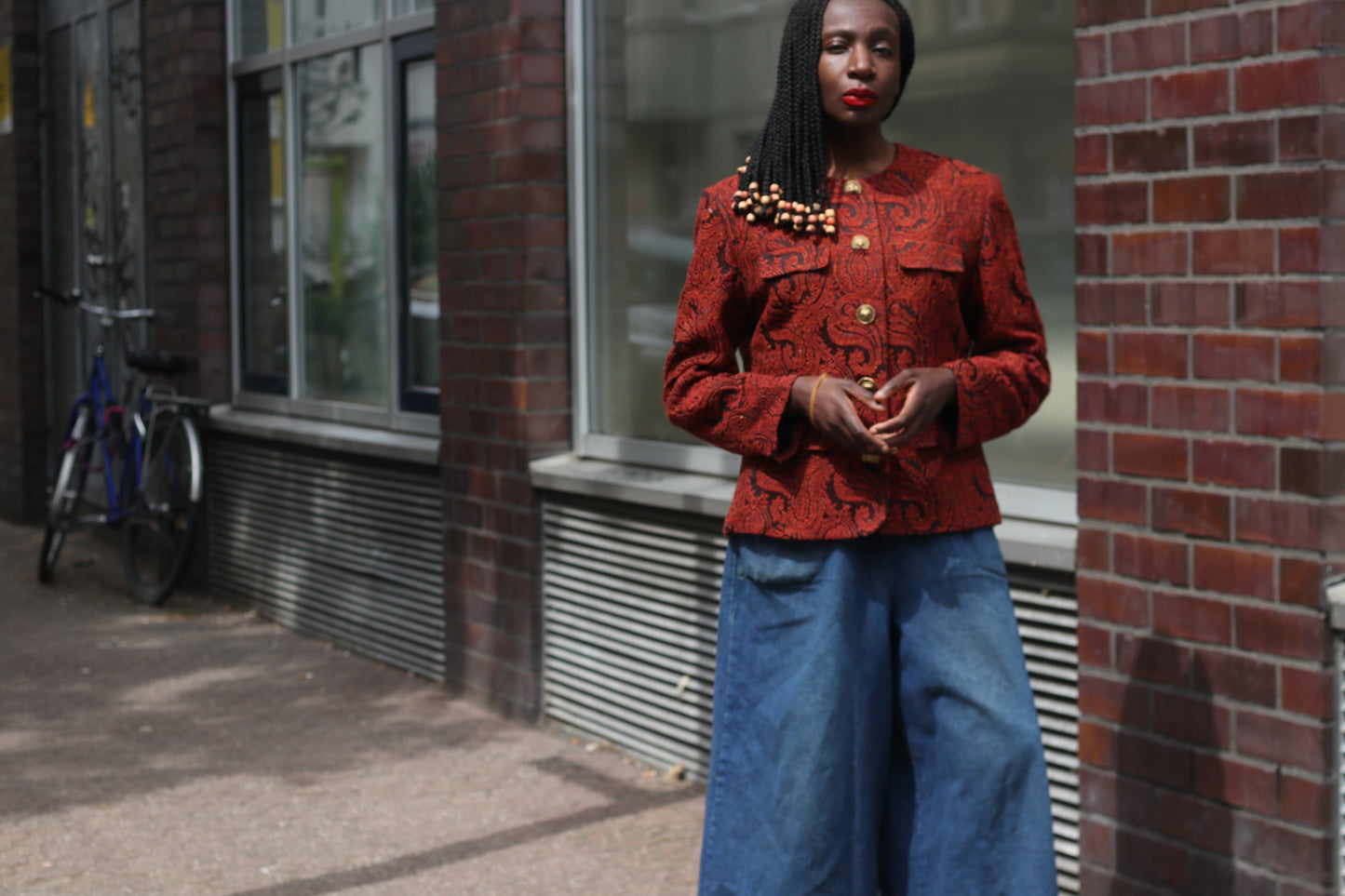 PierBé Vintage 80s Paisley Jacket Red Gold Lion Button Brocade Blazer Coordonnables