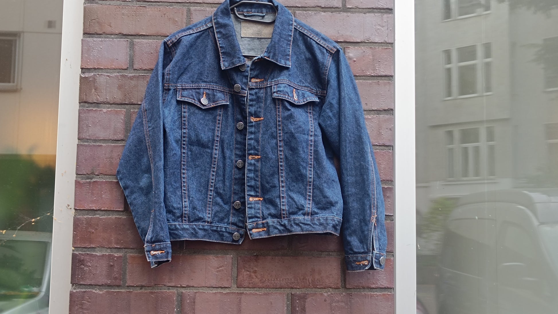 Vintage Denim Jacket Dark Wash Blue Jean Trucker Coat Classic Retro 1990s Outerwear