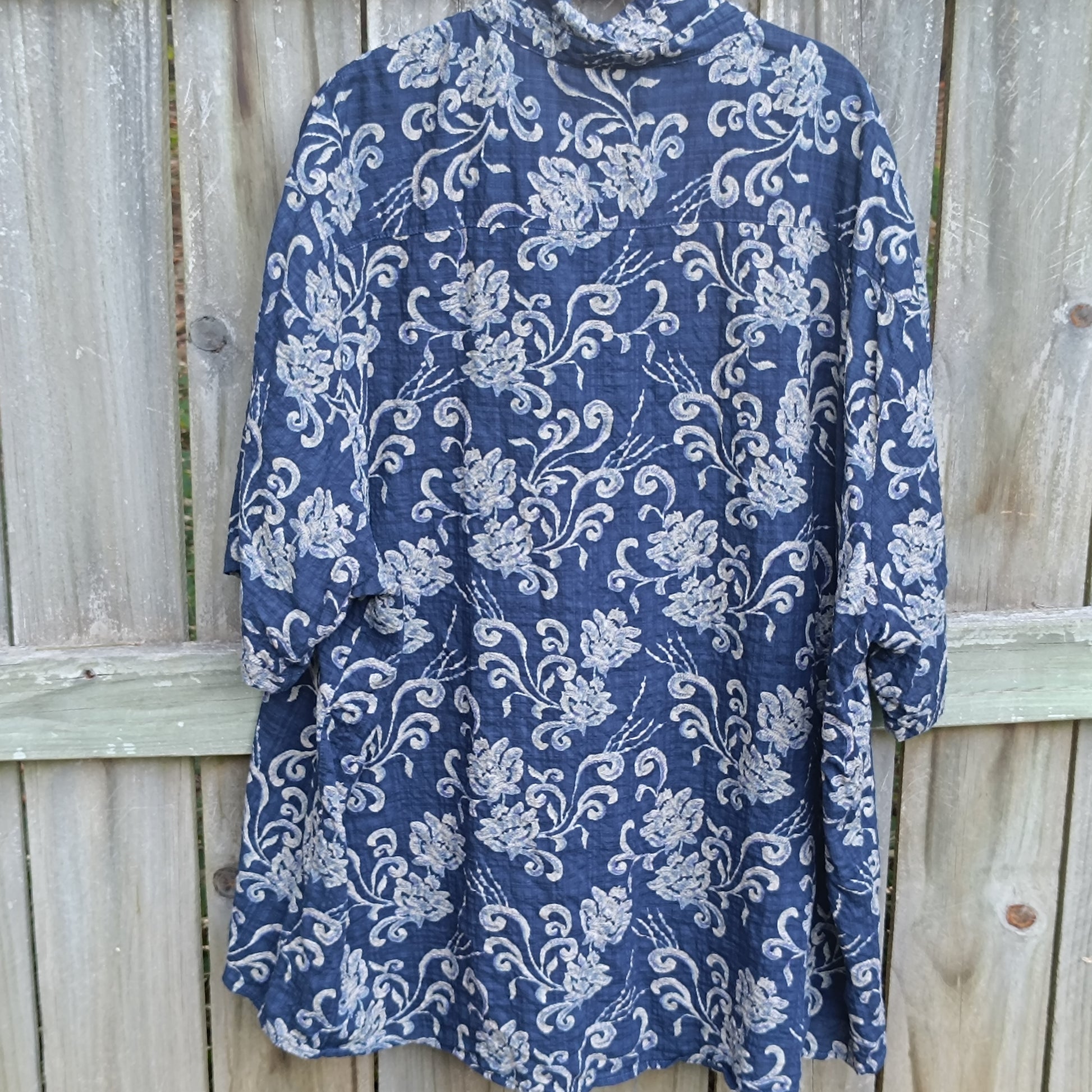 Votprove Blue Floral Short Sleeve Button Shirt - Size XXL