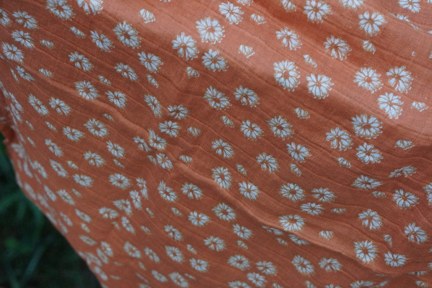 Vintage Y2K Orange Floral Daisy Cotton Bandana Head Scarf