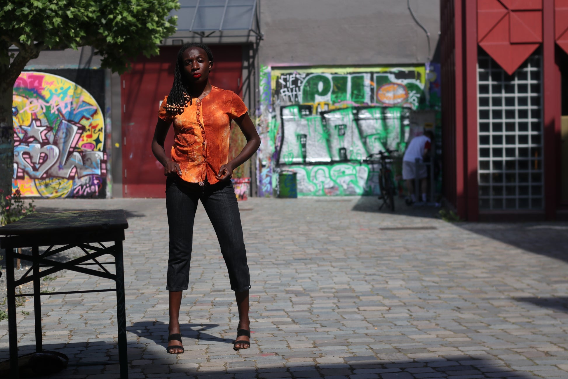 Vintage 90s Tie Dye Top Orange Grunge Blouse Y2K Aesthetic Earthy Festival Shirt
