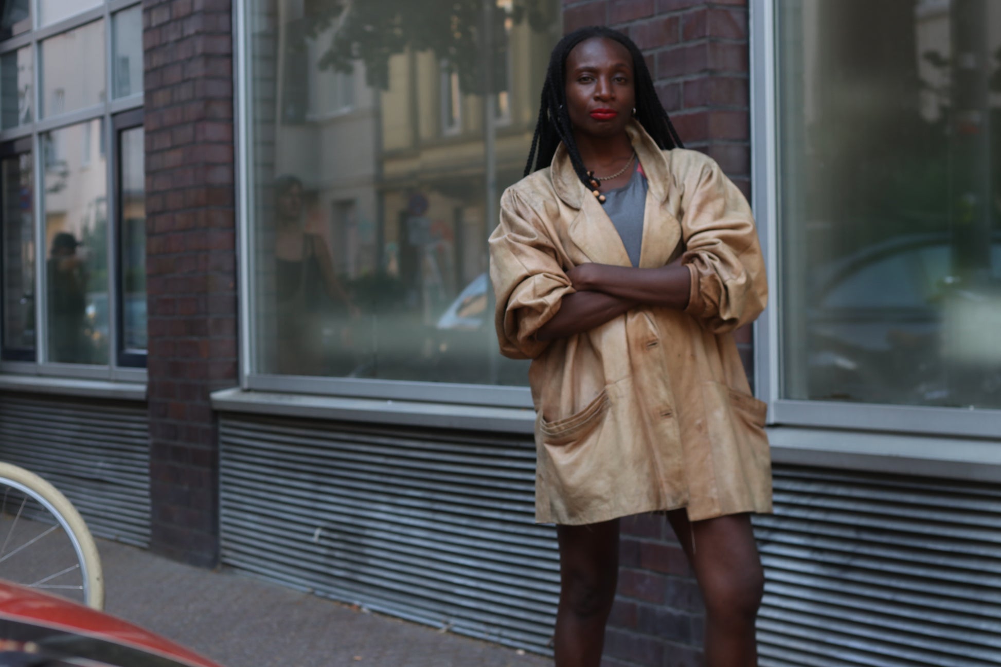 Vintage 80s Distressed Tan Leather Blazer | Oversized 90s Style