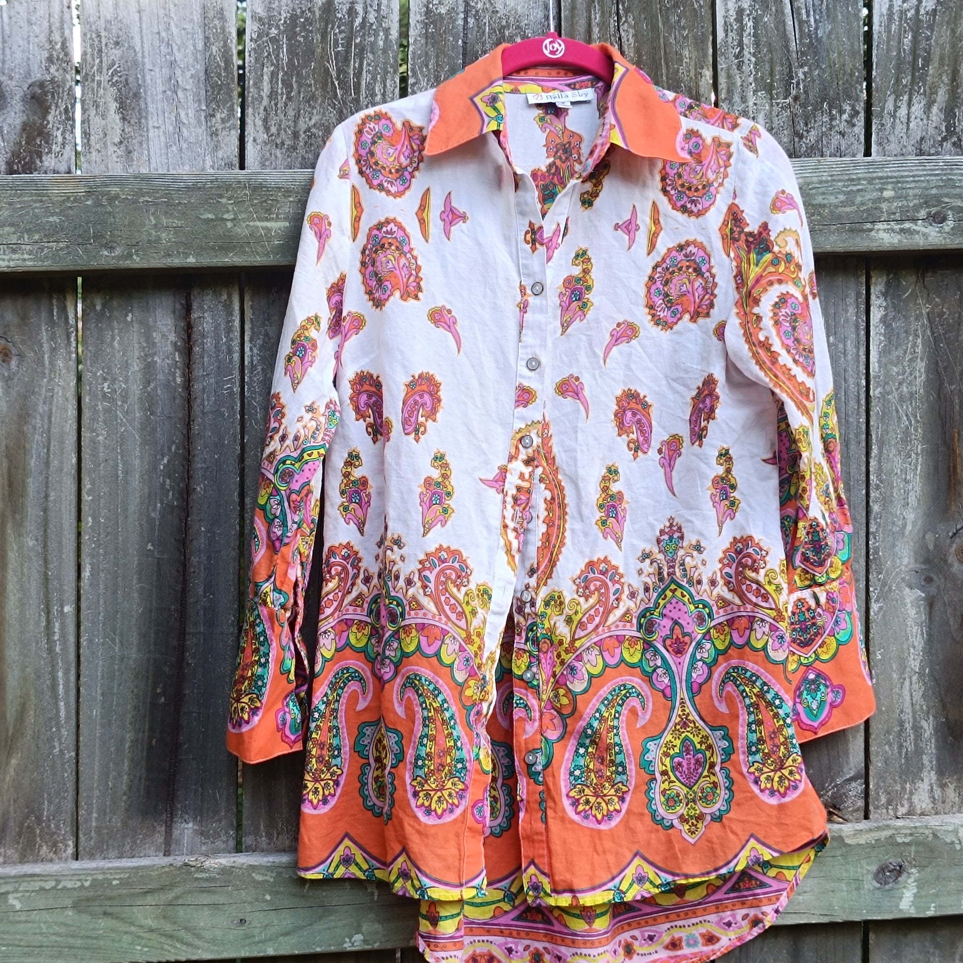 Bella Sky 70s Style Paisley Cotton Shirt