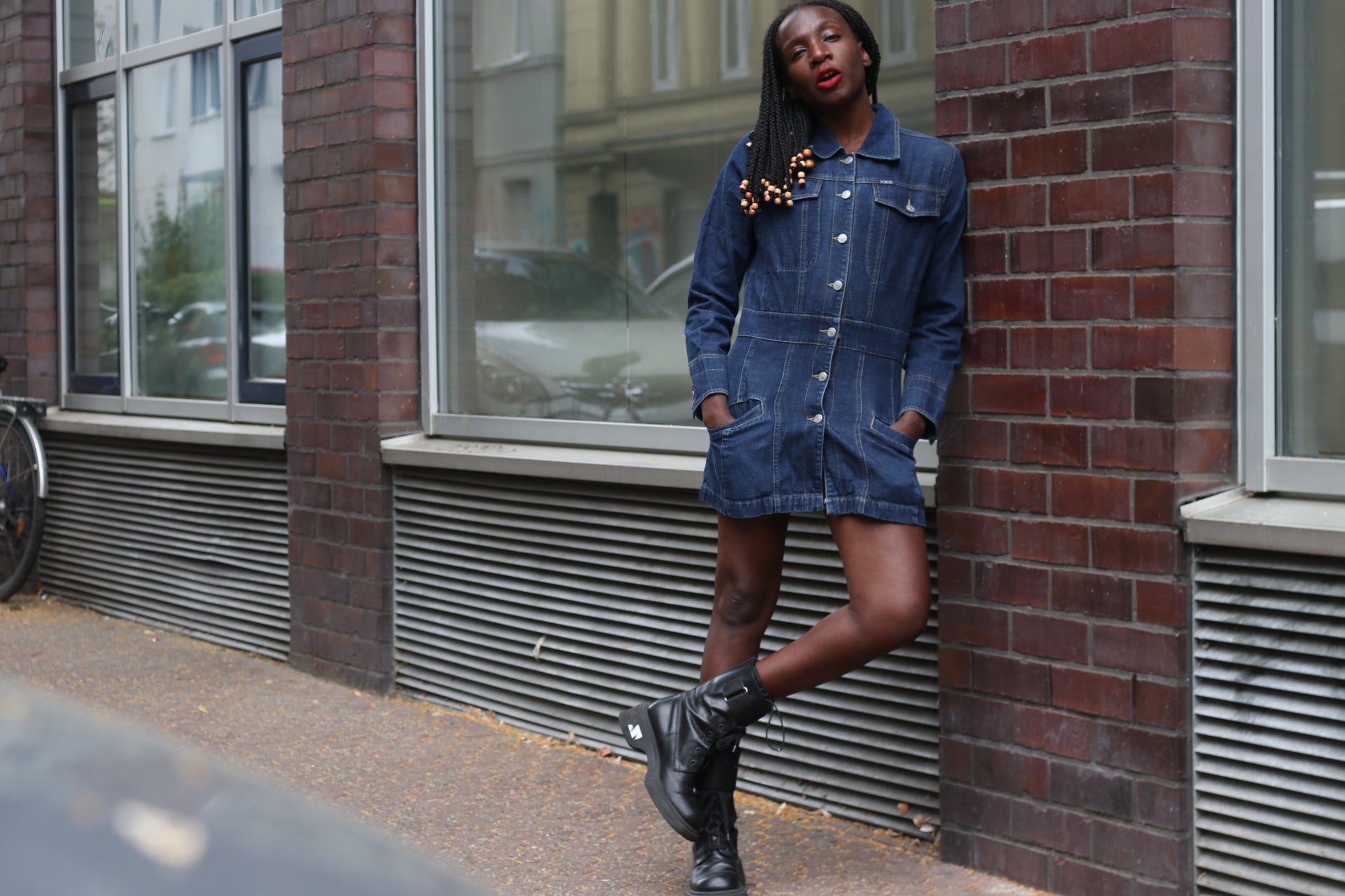 Vintage 1990s Denim Mini Dress Jacket Blue Jean Utility Western Button Up Dress