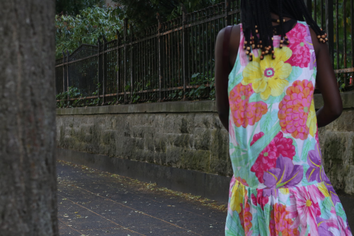 Vintage 80s Floral Drop Waist Dress | Vibrant Abstract Botanical Sun Dress