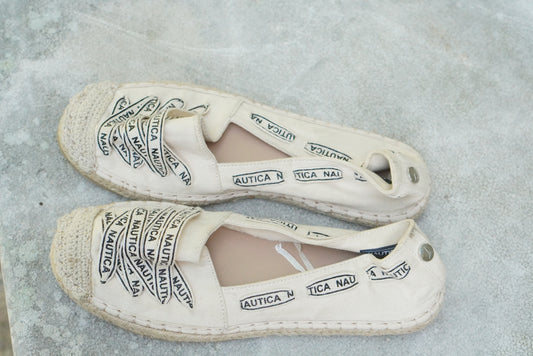 Nautica Retro Style Cream Canvas Espadrilles - Size US 7
