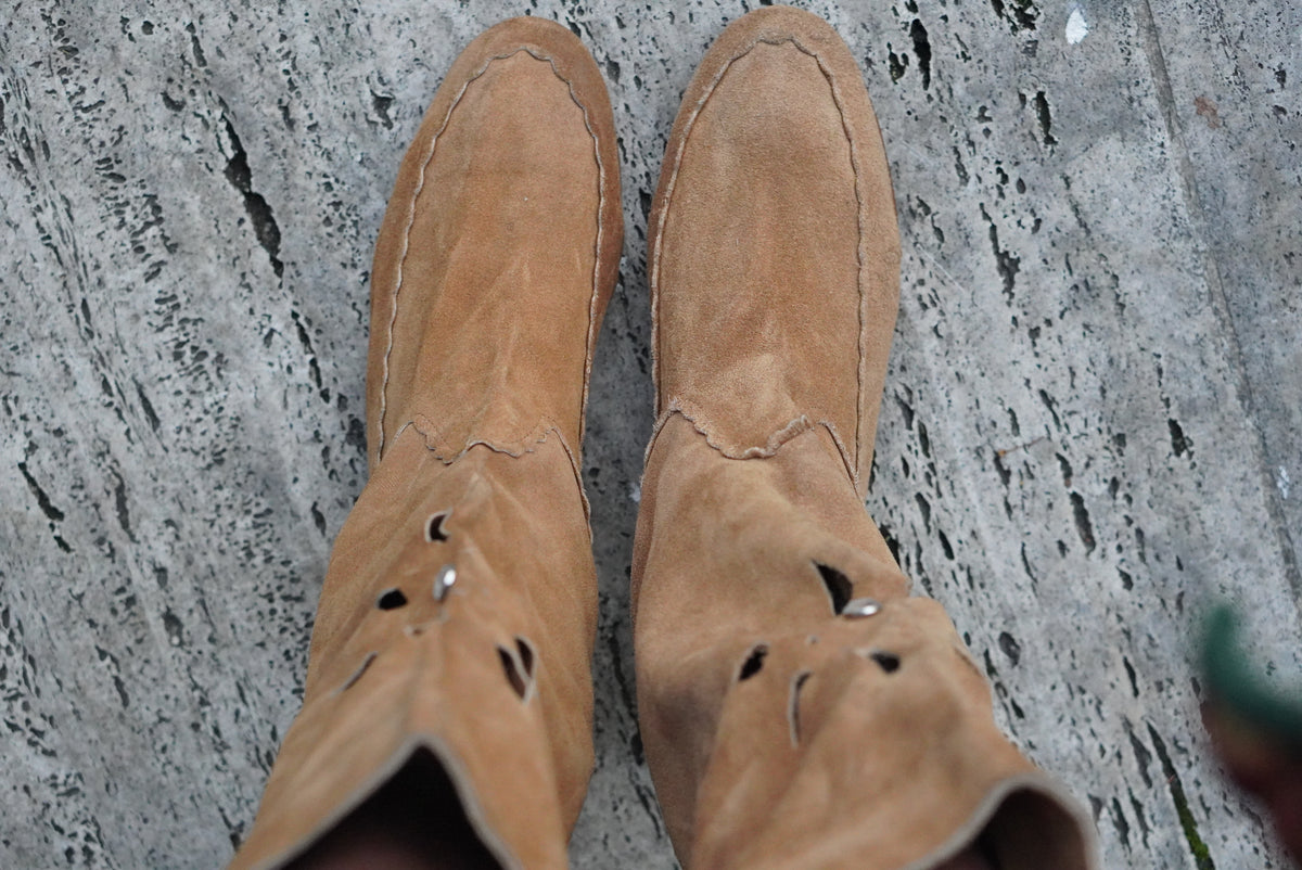 Vintage Boots | Y2K Boho Suede Slouchy Boots | Tan Camel EU 39