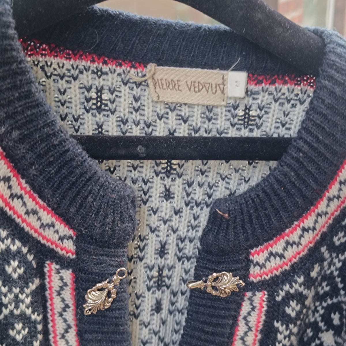 Nordic Knit Sweater | Vintage 90s Wool Blend Jumper | Blue White M
