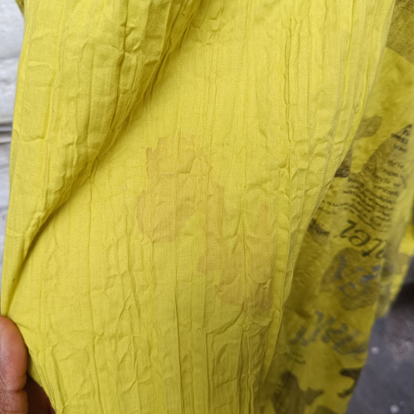 Yellow Avant-Garde Newspaper Dress - 90s Printed Balloon Midi - M/L