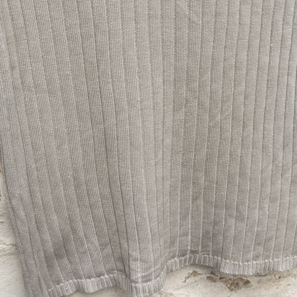 Vintage Marc Aurel 100% Silk Ribbed High Neck Top in Beige