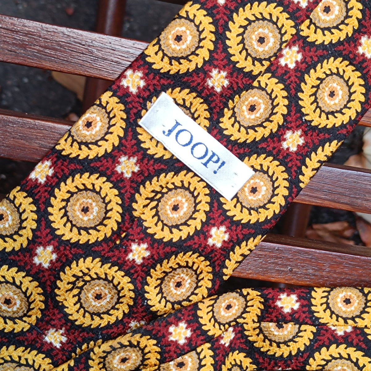 Vintage JOOP! Necktie | 90s Limited Edition Silk Tie | Burgundy Gold Medallion