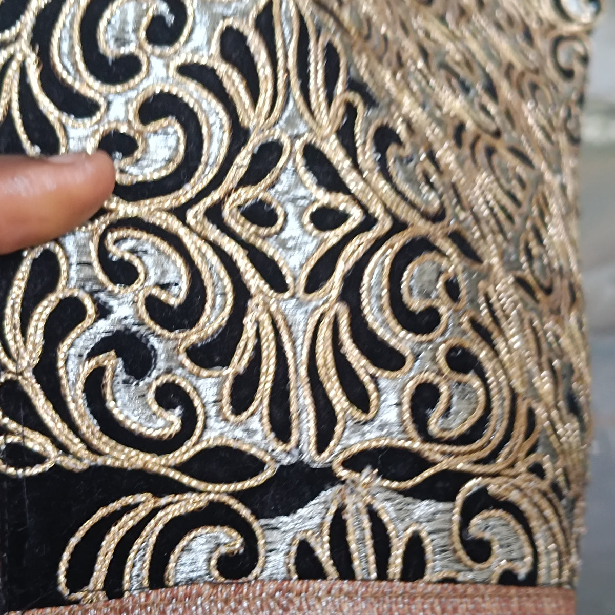 Vintage Gold Embroidery Vest Coat - 90s Metallic Brocade Long Waistcoat | M
