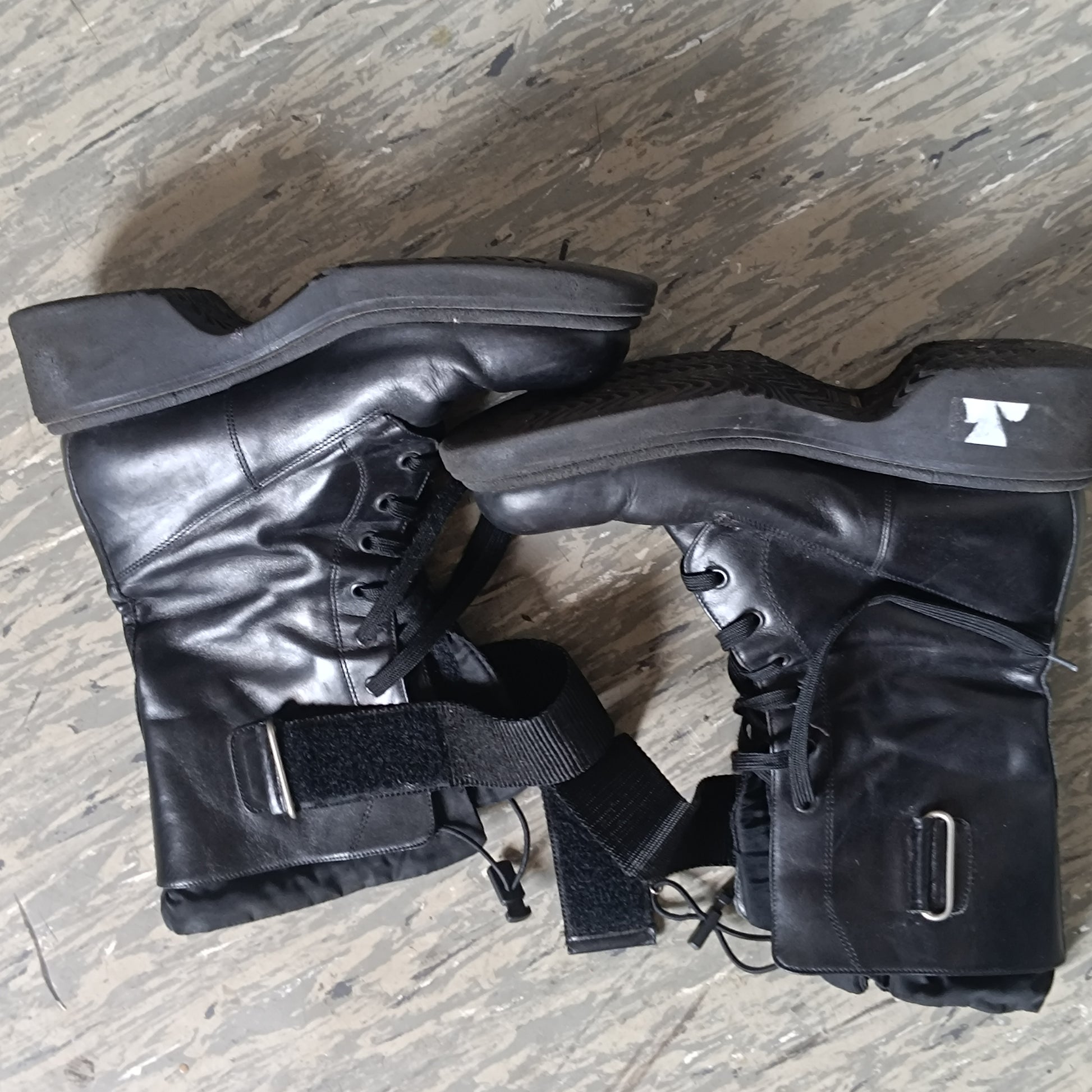 Combat Boots - Vintage 90s Black Faux Leather Chunky Platform Boots EU 38