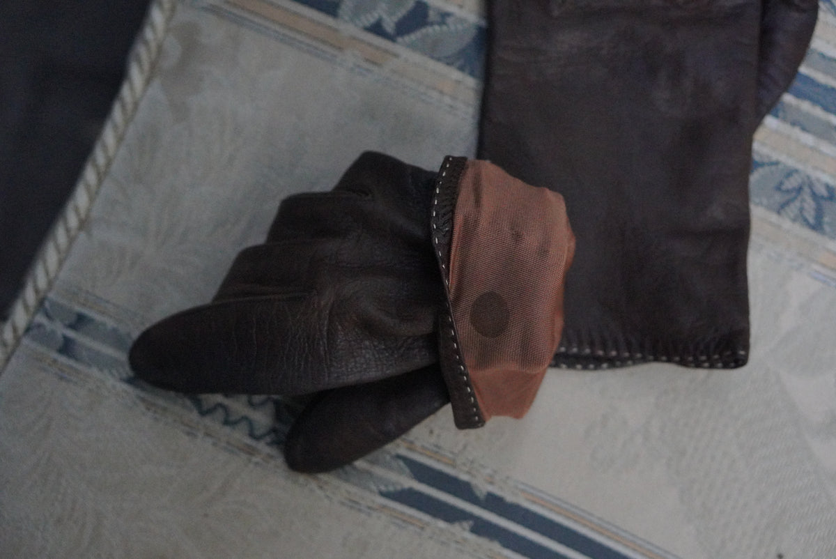 Vintage Leather Gloves | 1950s Dark Brown Driving Gloves - Size S/M
