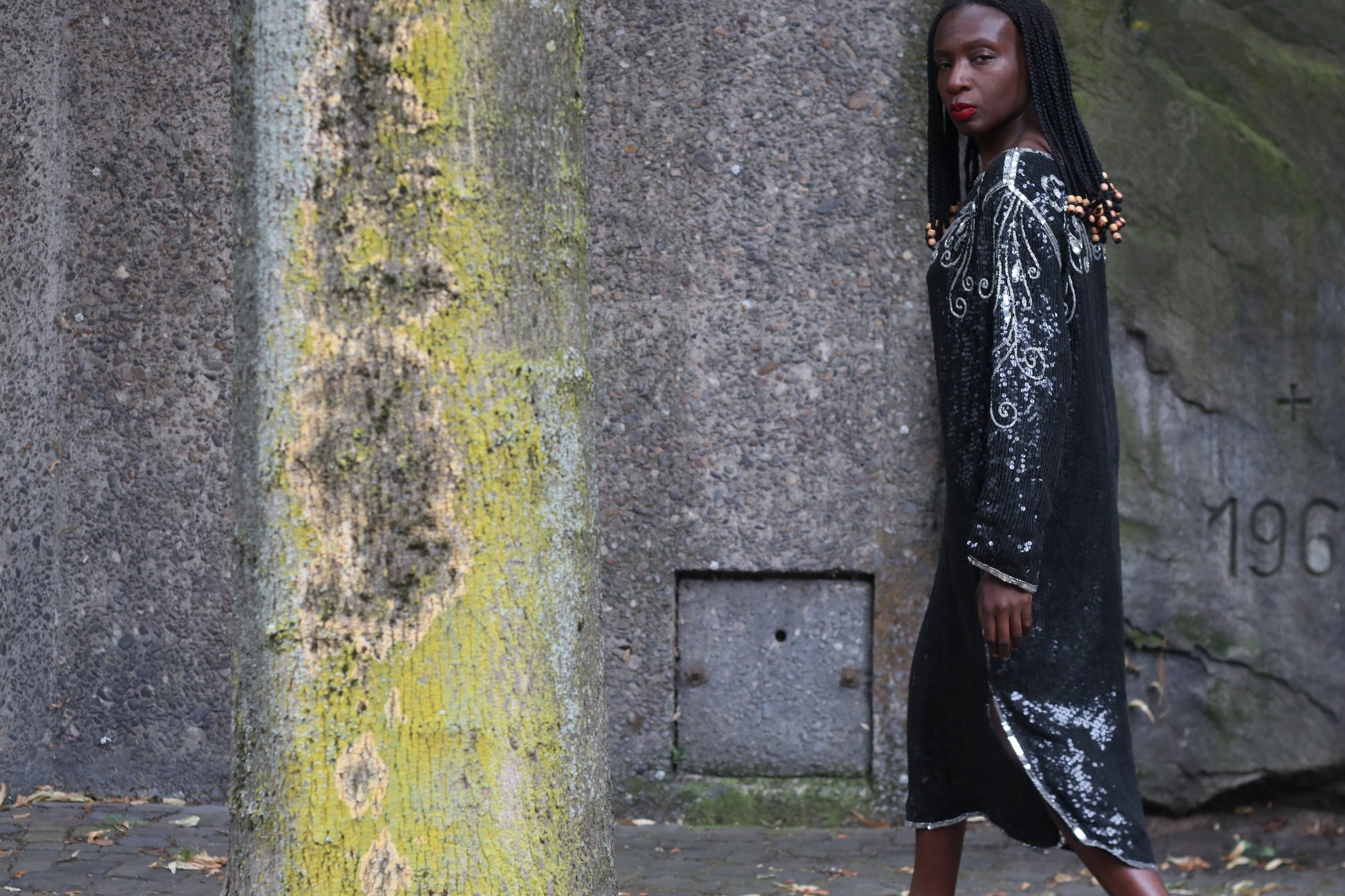  Vintage 1980s Silk Sequin Dress - Made in India Beaded Evening Midi
