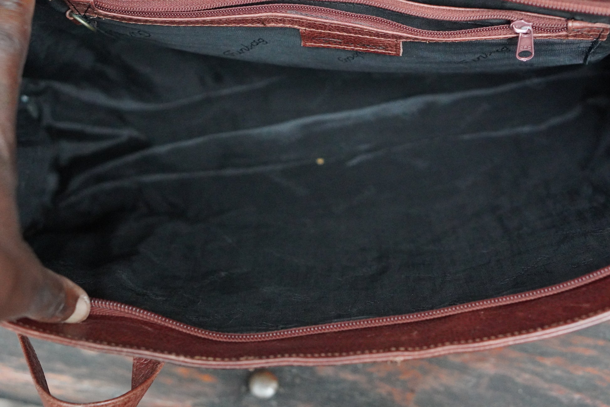 Funbag Vintage 90s Cognac Leather Tote Bag - Brown Shoulder Shopper