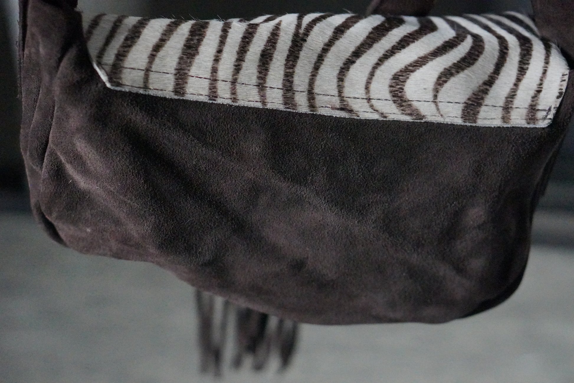 Zebra Print Hair-On Crossbody Bag - Vintage Y2K Suede Fringe Purse