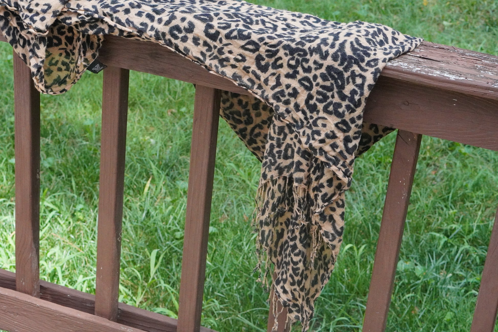 Vintage Leopard Print Scarf - 90s Soft Rayon Animal Pattern Wrap