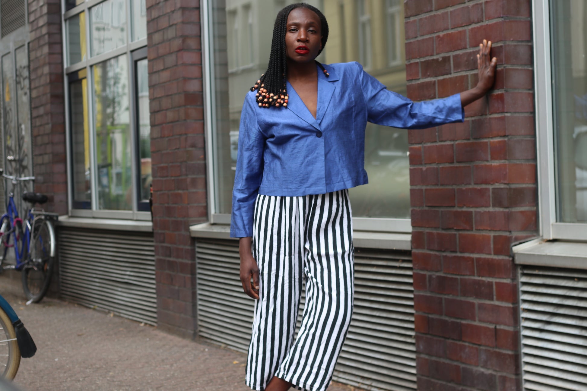 Vintage Linen Jacket Blue Cropped Blazer 90s Minimalist Linen Blend Shirt Top 42
