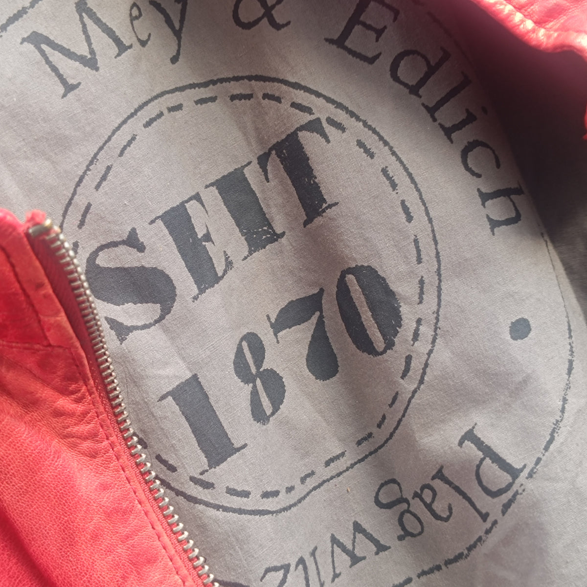 Red Leather Biker Jacket - Vintage Mey & Edlich Moto Jacket - Size L