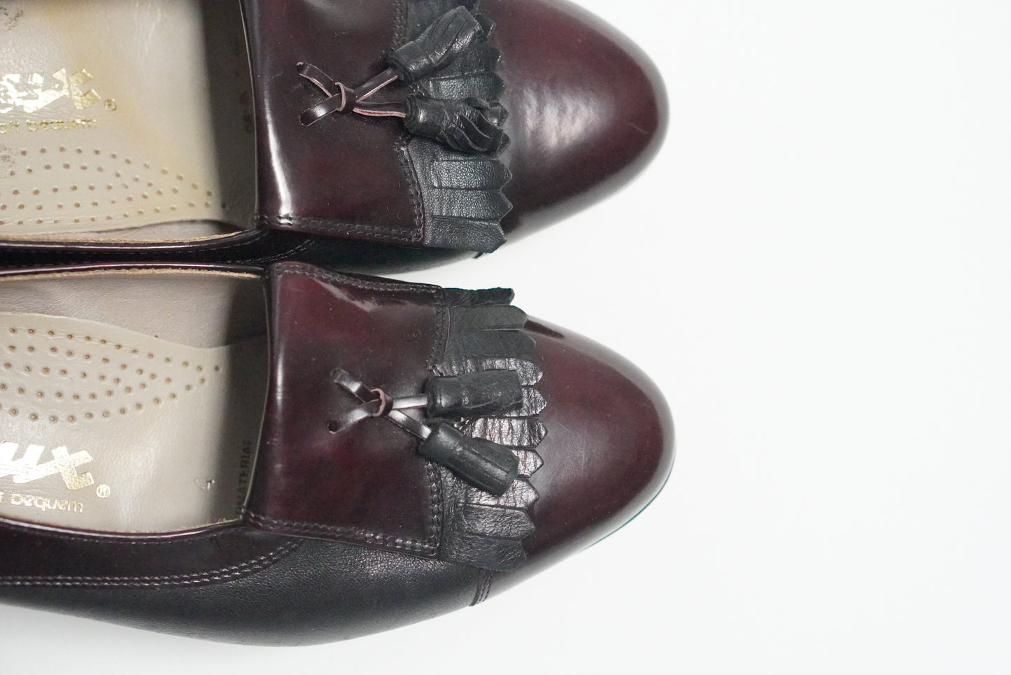 Vintage Tassel Loafers | 80s Leather Heels Burgundy EU 37 UK 4
