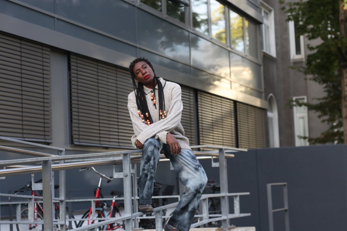 Tie Dye Denim Pants - Vintage Y2K Blue Grey Straight Leg Trousers | M