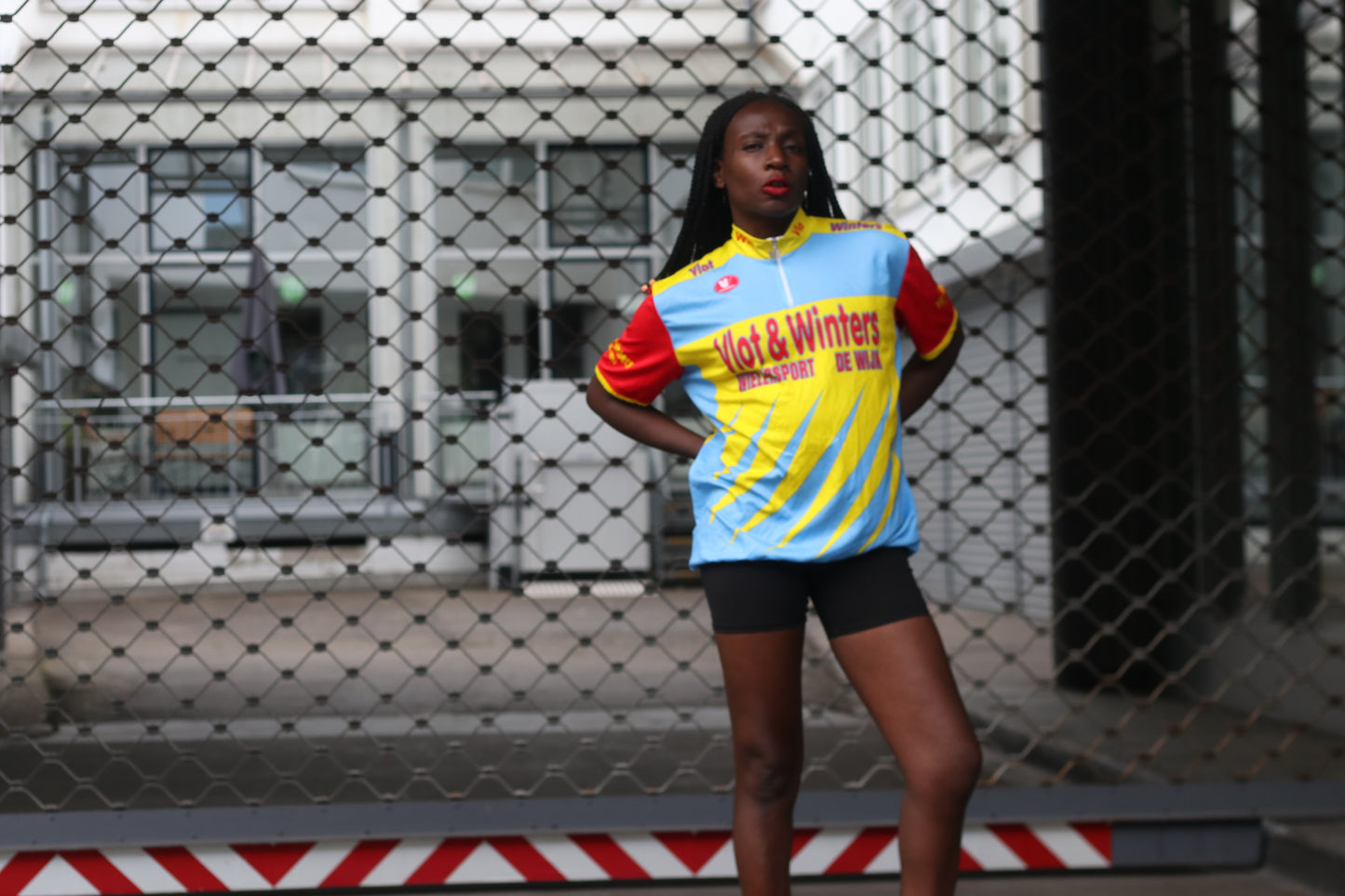 Vintage Y2K Vlot & Winters Cycling Jersey - Yellow/Blue/Red