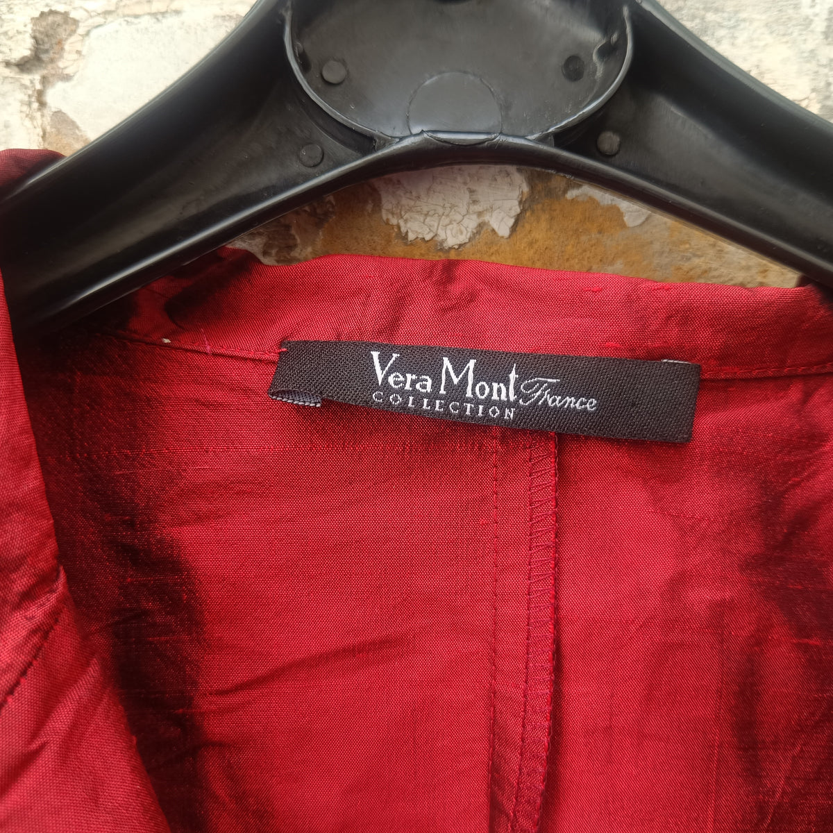 Vintage Metallic Red Silk Blouse | 90s Tailored Long Sleeve Top - XS/S