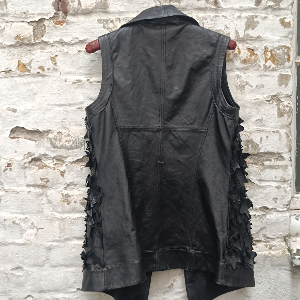 ESCADA SPORT Black Leather Vest - Vintage 90s Applique Waistcoat | M/L