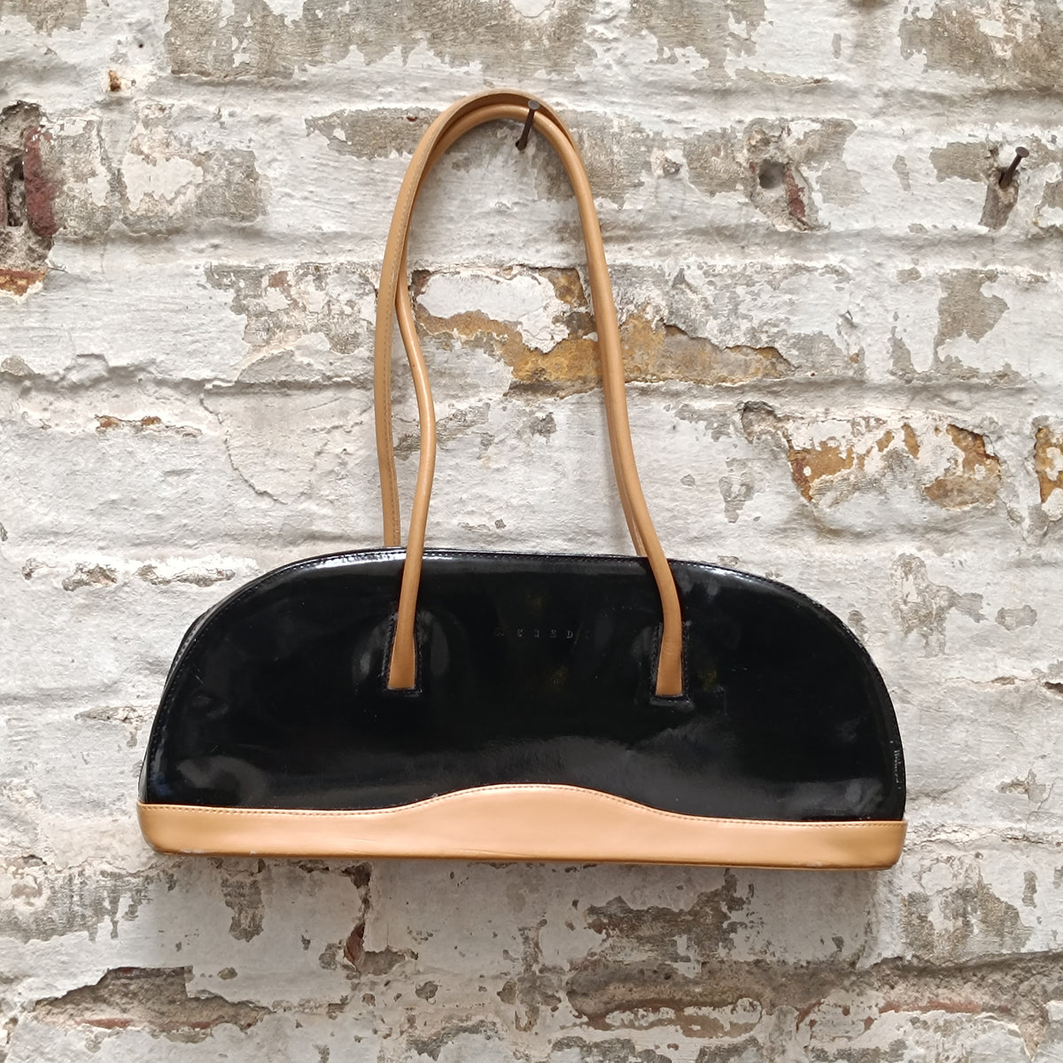 Vintage 90s L. Credi Shoulder Bag | Black Patent Leather Purse