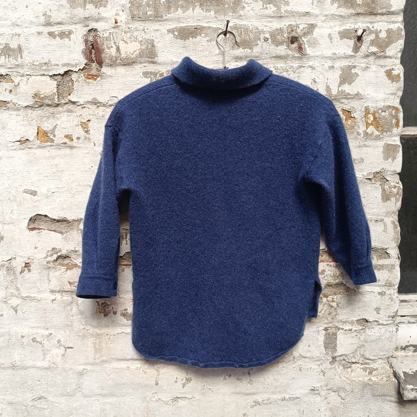 Vintage Blue Cashmere Cardigan | 90s Collared Sweater S