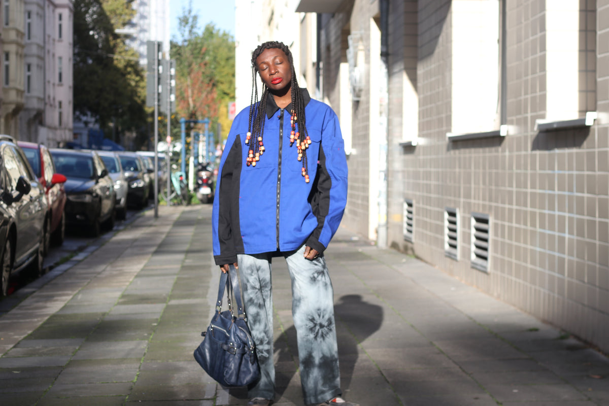 Tie Dye Denim Pants - Vintage Y2K Blue Grey Straight Leg Trousers | M