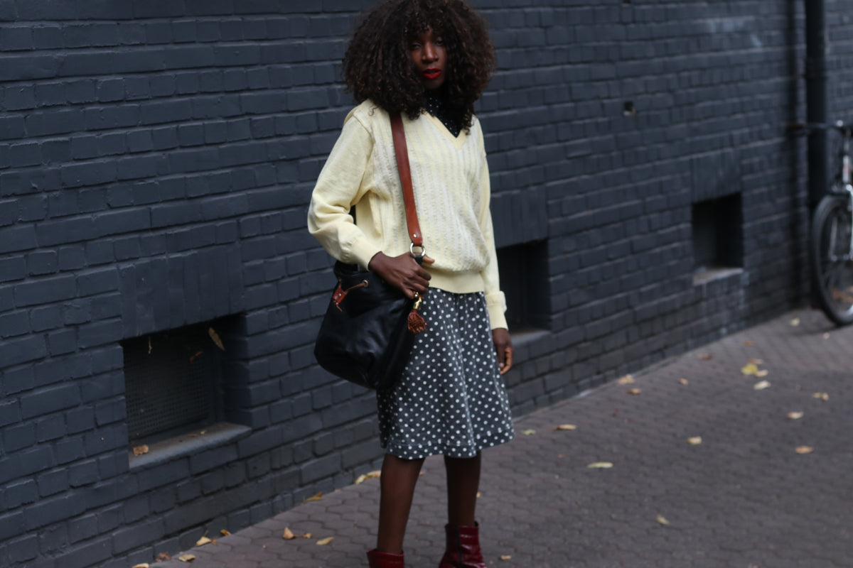 Laura Alessandrini Bag - Vintage 80s Black Leather Bucket Bag