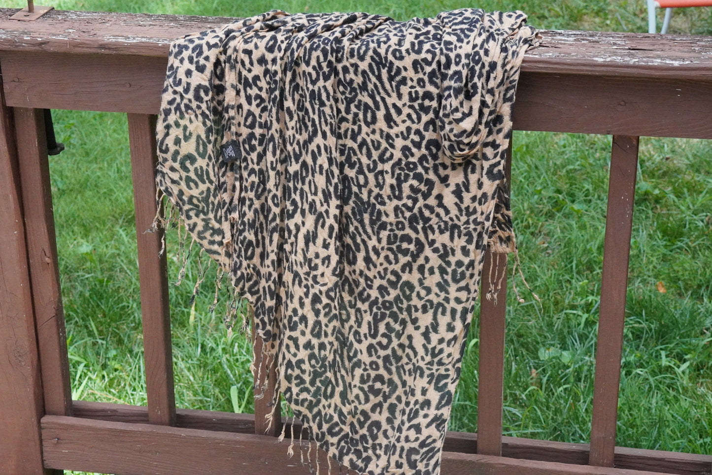 Vintage Leopard Print Scarf - 90s Soft Rayon Animal Pattern Wrap