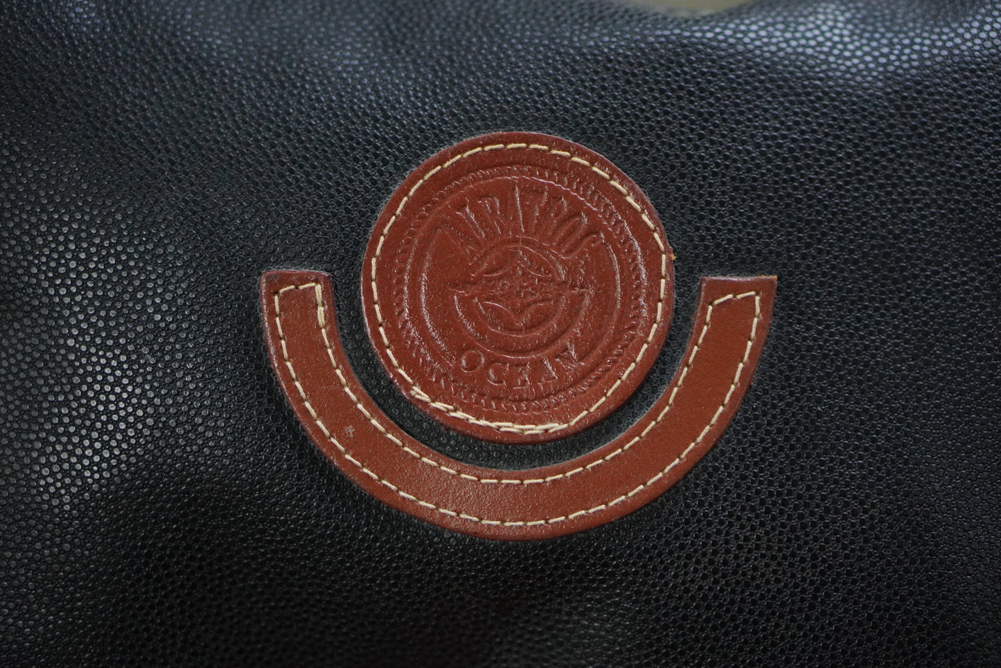 Albatross Ocean Vintage Clutch Bag Black Textured Leather Makeup Pouch 80s 90s