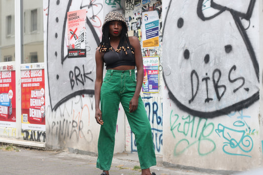Marc Brown Vintage 90s High Waisted Green Jeans - Straight Leg Denim