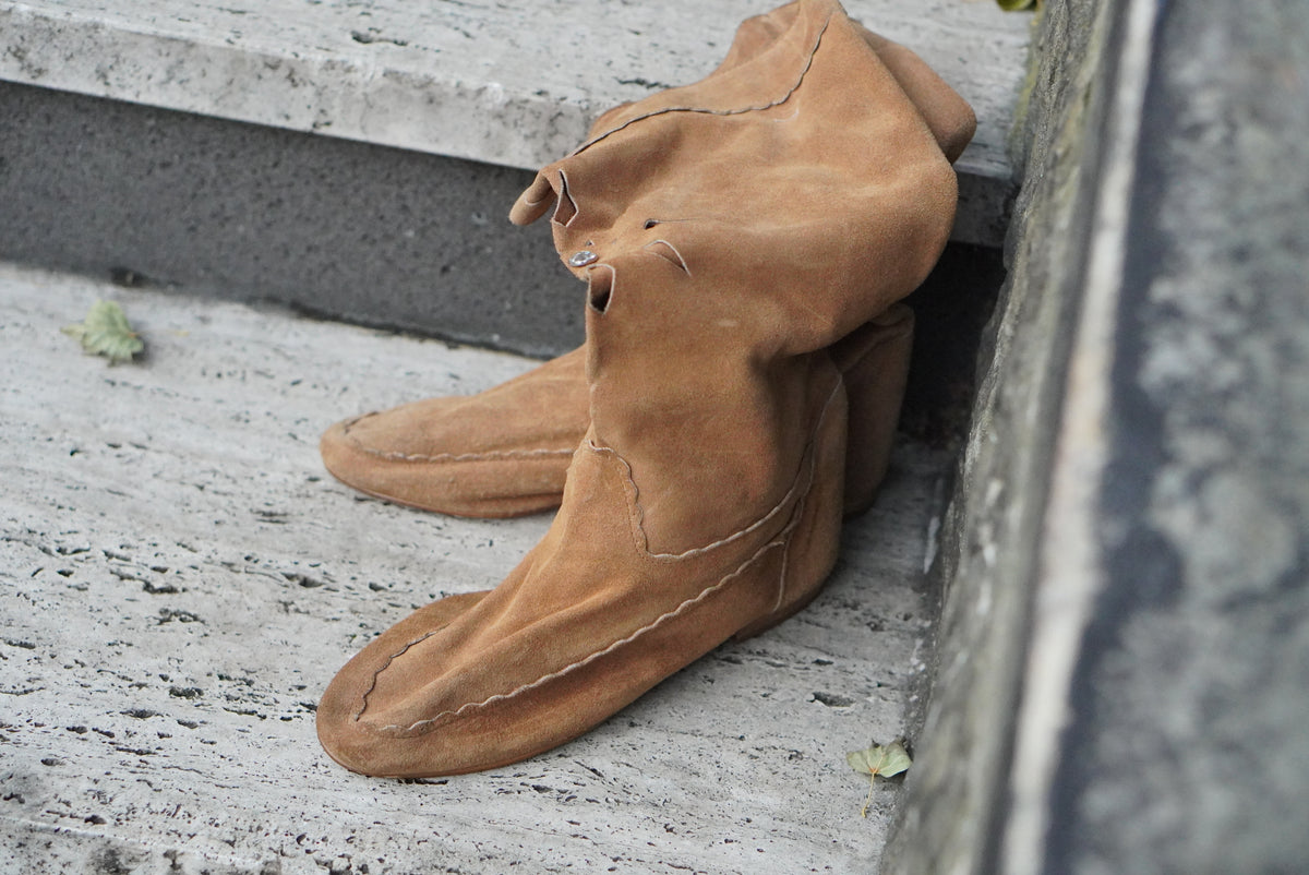 Vintage Boots | Y2K Boho Suede Slouchy Boots | Tan Camel EU 39