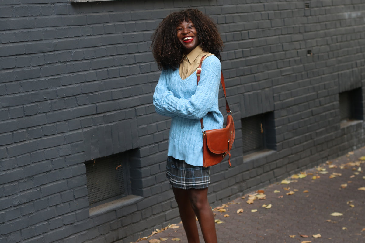 St John's Bay V-Neck Cable Knit Sweater | Y2k Sky Blue Jumper