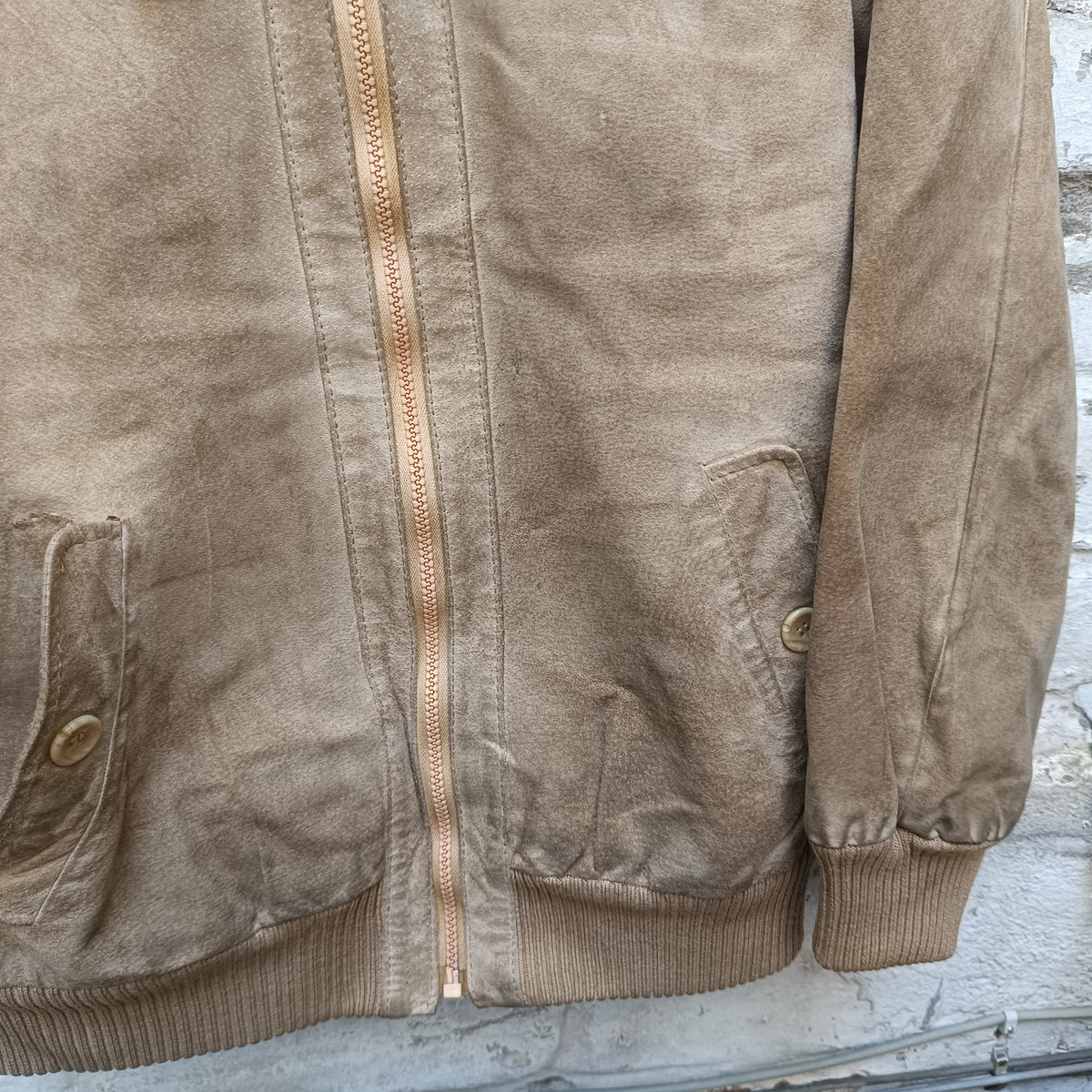 Vintage Suede Leather Bomber Jacket Tan Brown 80s 90s | Size L