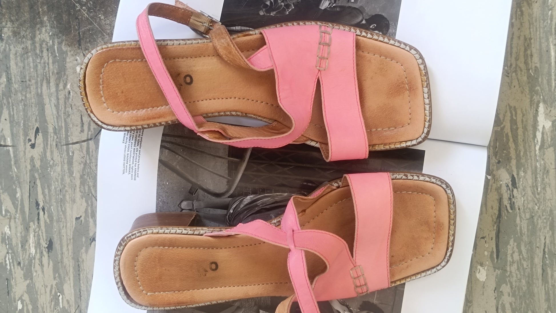Vintage Pink Leather Sandals Size EU38