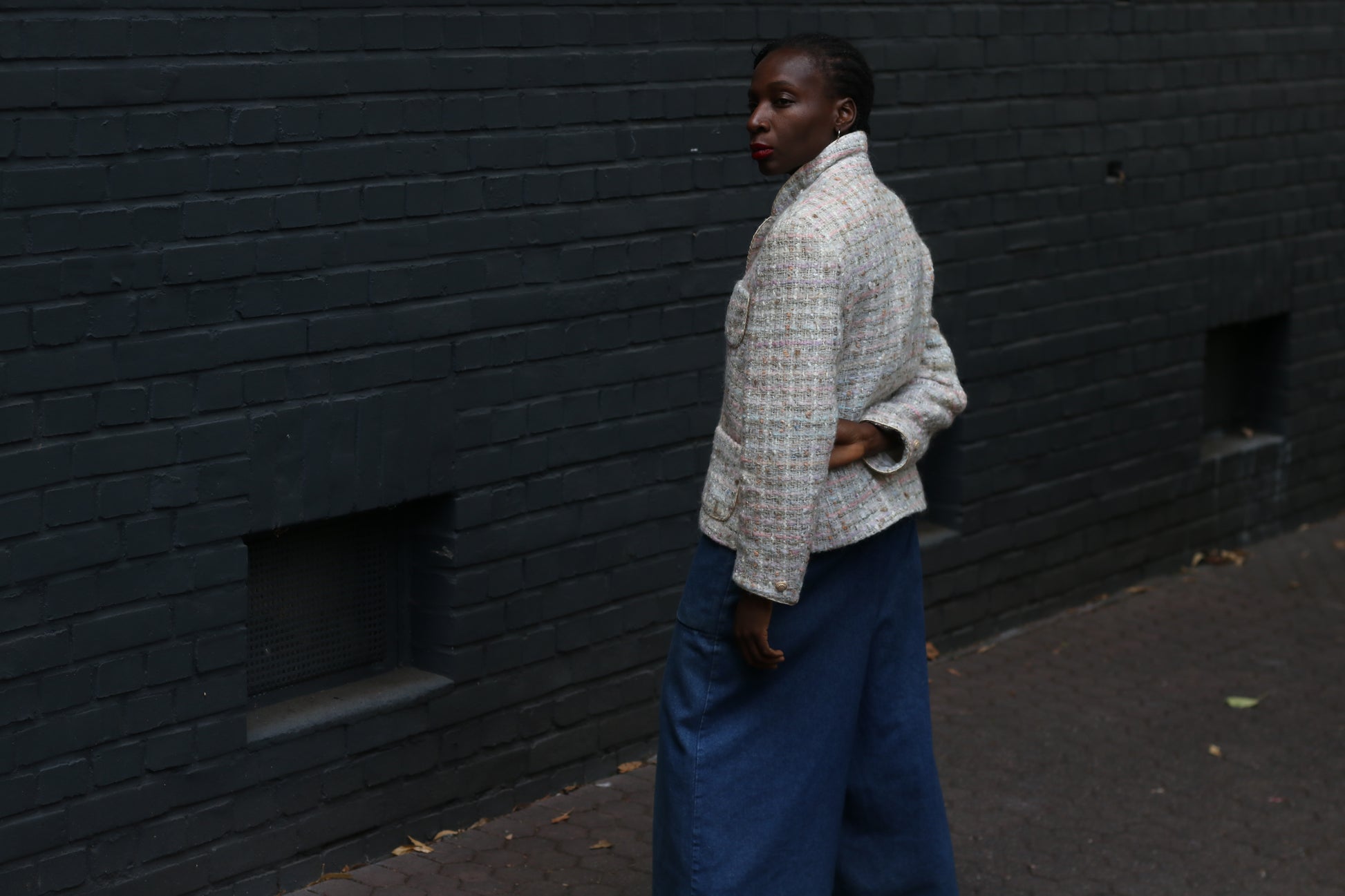 90s Tweed Blazer - Vintage Cream  Création Avance Wool Blend Jacket - M/L