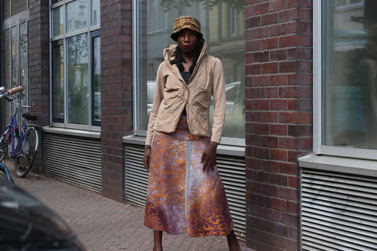 Vintage Beige Ruched Collar Jacket - 90s Y2K Tan Button Up Cardigan