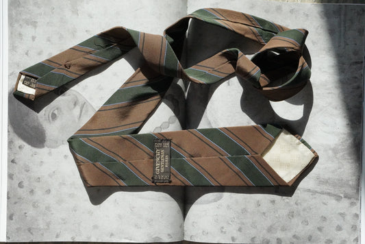 Givenchy Vintage Silk Tie Brown Green Striped Mens Designer Necktie Made In Italy